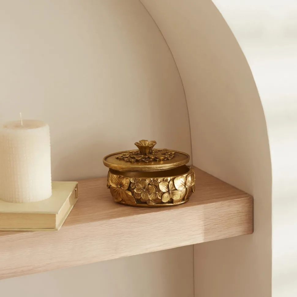 Karaca Home Coretta Gold Decorative Box, 13x10cm, Gold