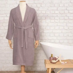 Karaca Home Daily Soft 100% Turkish Cotton Bathrobe, L/XL, Grey