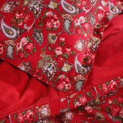 Karaca Home Despina 100% Turkish Cotton Flannel Duvet Cover Set with Bed Sheet, Double, Red Multi