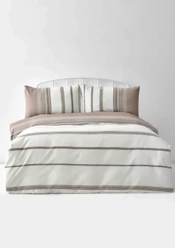 Karaca Home Dobby Woven Duvet Cover Set, Super King, Brown White