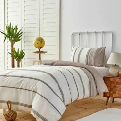 Karaca Home Dobby Woven Duvet Cover Set, Single, Brown White