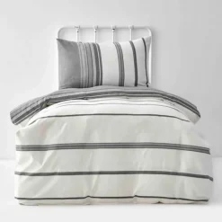 Karaca Home Dobby Woven 100% Turkish Cotton Duvet Cover Set, Single, Black White