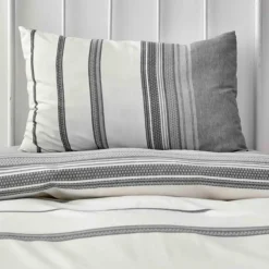 Karaca Home Dobby Woven 100% Turkish Cotton Duvet Cover Set, Single, Black White