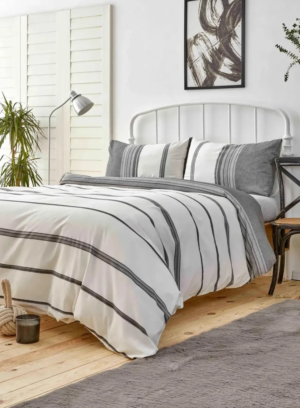 Karaca Home Dobby Woven 100% Turkish Cotton Duvet Cover Set, King, Black White