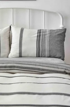 Karaca Home Dobby Woven 100% Turkish Cotton Duvet Cover Set, King, Black White