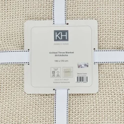 Karaca Home Double Seed Stitch Throw, 130cmx170cm, Stone Color