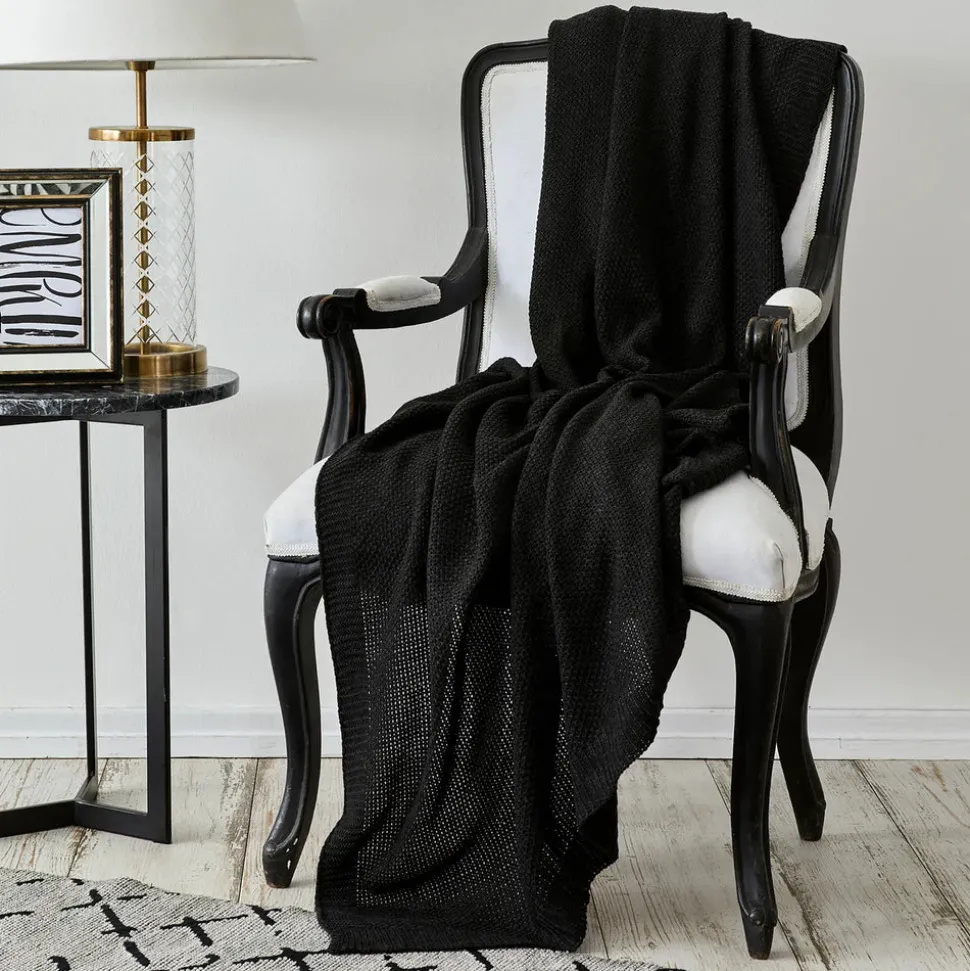 Karaca Home Double Seed Stitch Throw, 130cmx170cm, Dark Grey