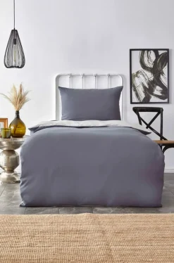 Karaca Home Duvet Cover Set, Single, Light Grey Dark Grey