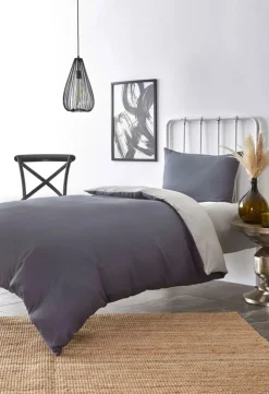 Karaca Home Duvet Cover Set, Single, Light Grey Dark Grey