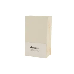 Karaca Home Jersey 100% Turkish Cotton Fitted Sheet, 180x200+30cm, Cream