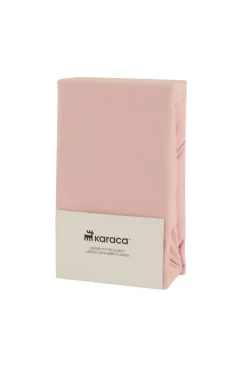 Karaca Home Jersey 100% Turkish Cotton Fitted Sheet, 140x200+30cm, Dusty Pink