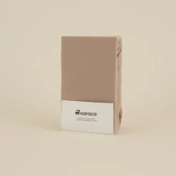 Karaca Home Jersey 100% Turkish Cotton Fitted Sheet, 140x200+30cm, Beige
