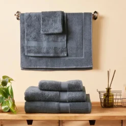 Karaca Home Joey Egyptian Cotton Shower Towel, 70cmx140cm, Anthracite