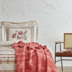 Karaca Home Keira Summer 100% Turkish Cotton Duvet Cover Set with Bed Sheet, Double, Pomegranate Flower