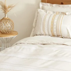 Karaca Home Keira 100% Turkish Cotton Duvet Cover Set, Double, Beige
