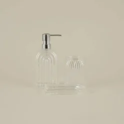 Karaca Home Lenna 3-Piece Bathroom Accessory Set, Naturel