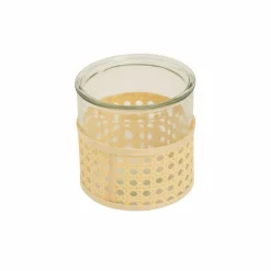 Karaca Home Melenie Glass Tealight Candlestick, 12cm, Yellow Transparent