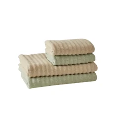 Karaca Home Morina 4-Piece 100% Turkish Cotton Towel Set, Mint- Beige