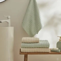 Karaca Home Morina 4-Piece 100% Turkish Cotton Towel Set, Mint- Beige