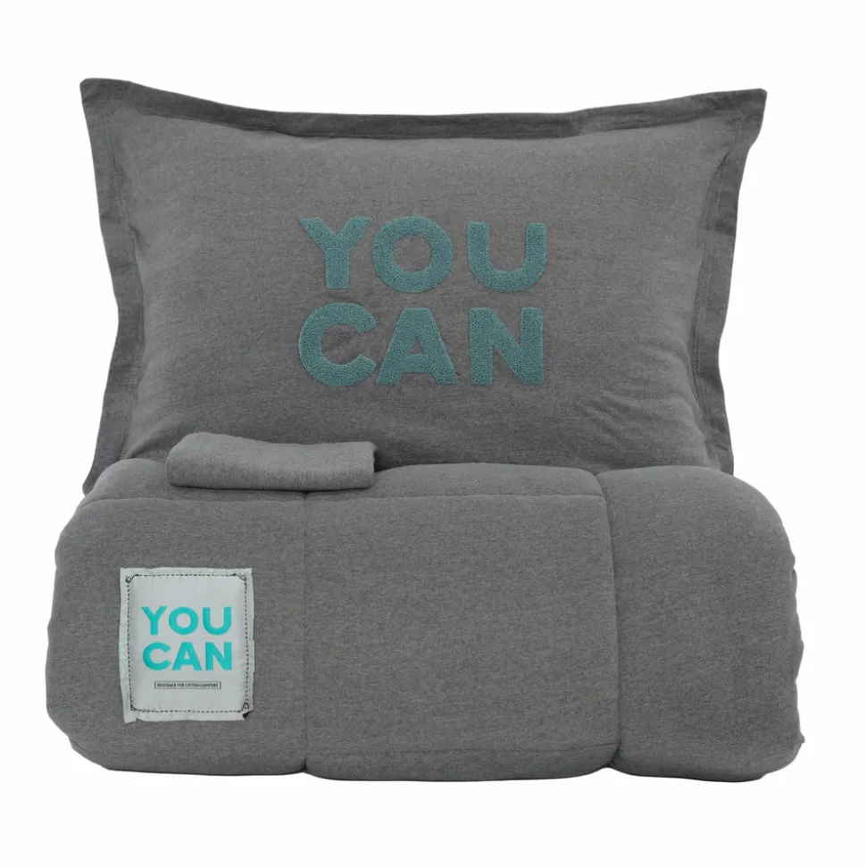 Karaca Home Motto Cotton Comfort Bedding Set, Double, Grey
