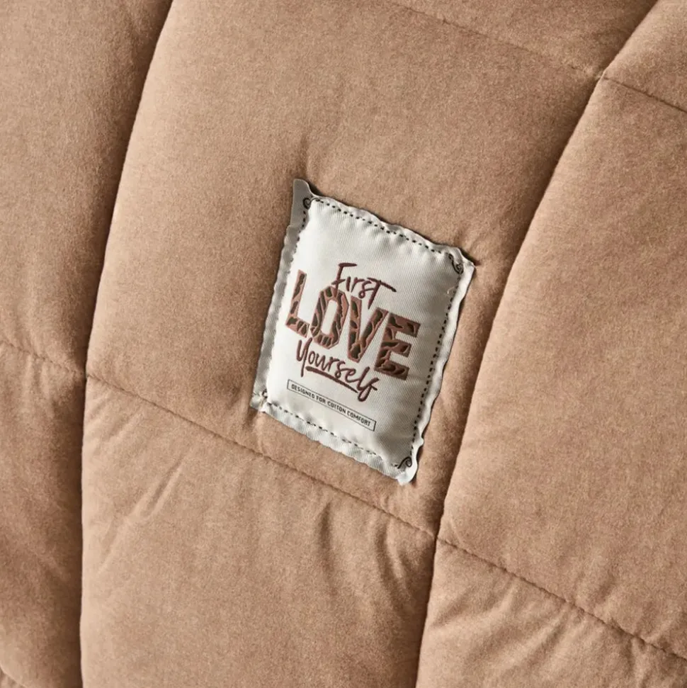 Karaca Home Motto 100% Turkish Cotton Comfort Set, Single, 155cmx220cm, Beige