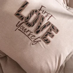 Karaca Home Motto 100% Turkish Cotton Comfort Bedding Set, Double, Beige