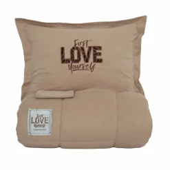 Karaca Home Motto 100% Turkish Cotton Comfort Bedding Set, Double, Beige