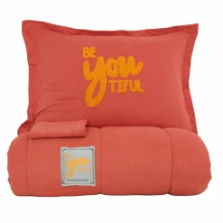 Karaca Home Motto 100% Turkish Cotton Comfort Bedding Set, Double, Red