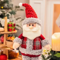 Karaca Home New Year Christmas Standing Santa Plush Toy Decoration, 44cm, Multi