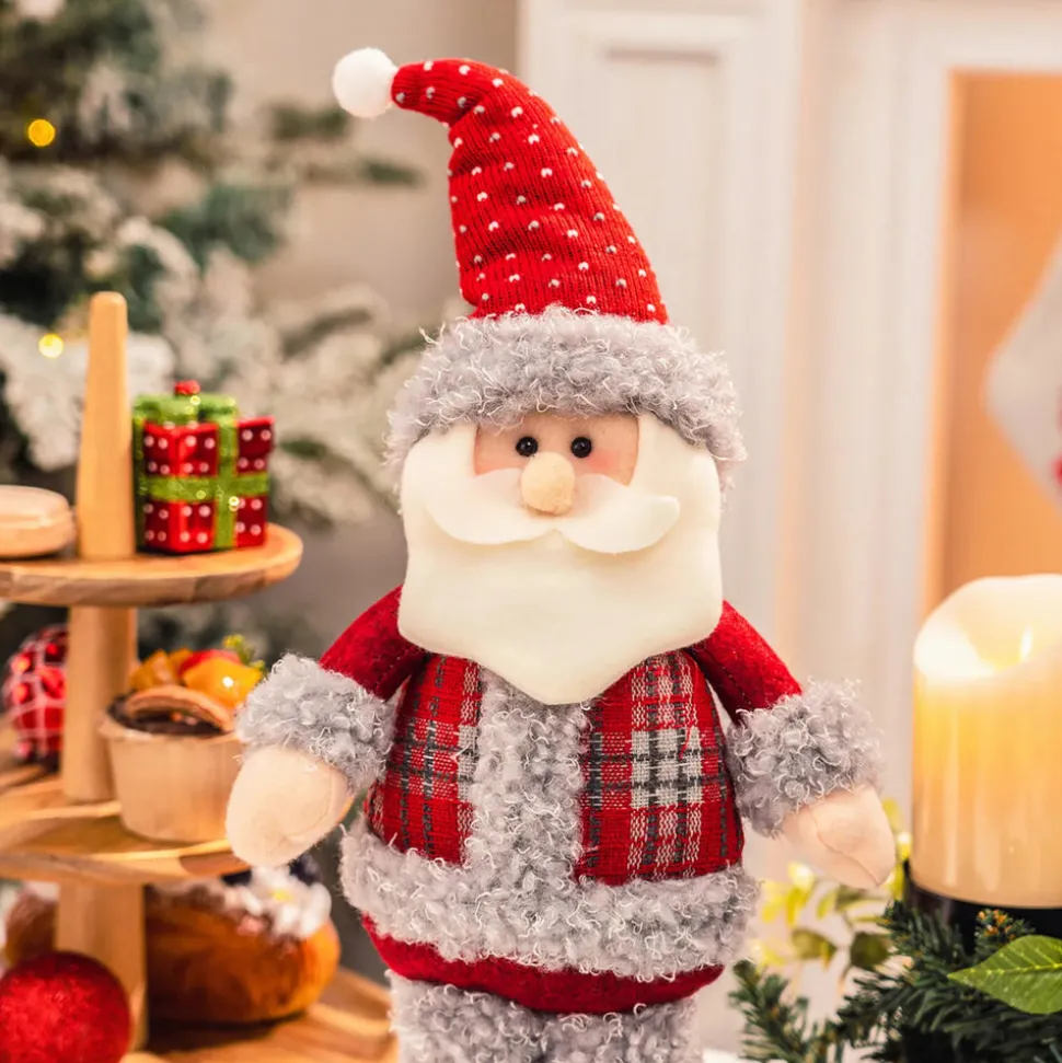 Karaca Home New Year Christmas Standing Santa Plush Toy Decoration, 44cm, Multi