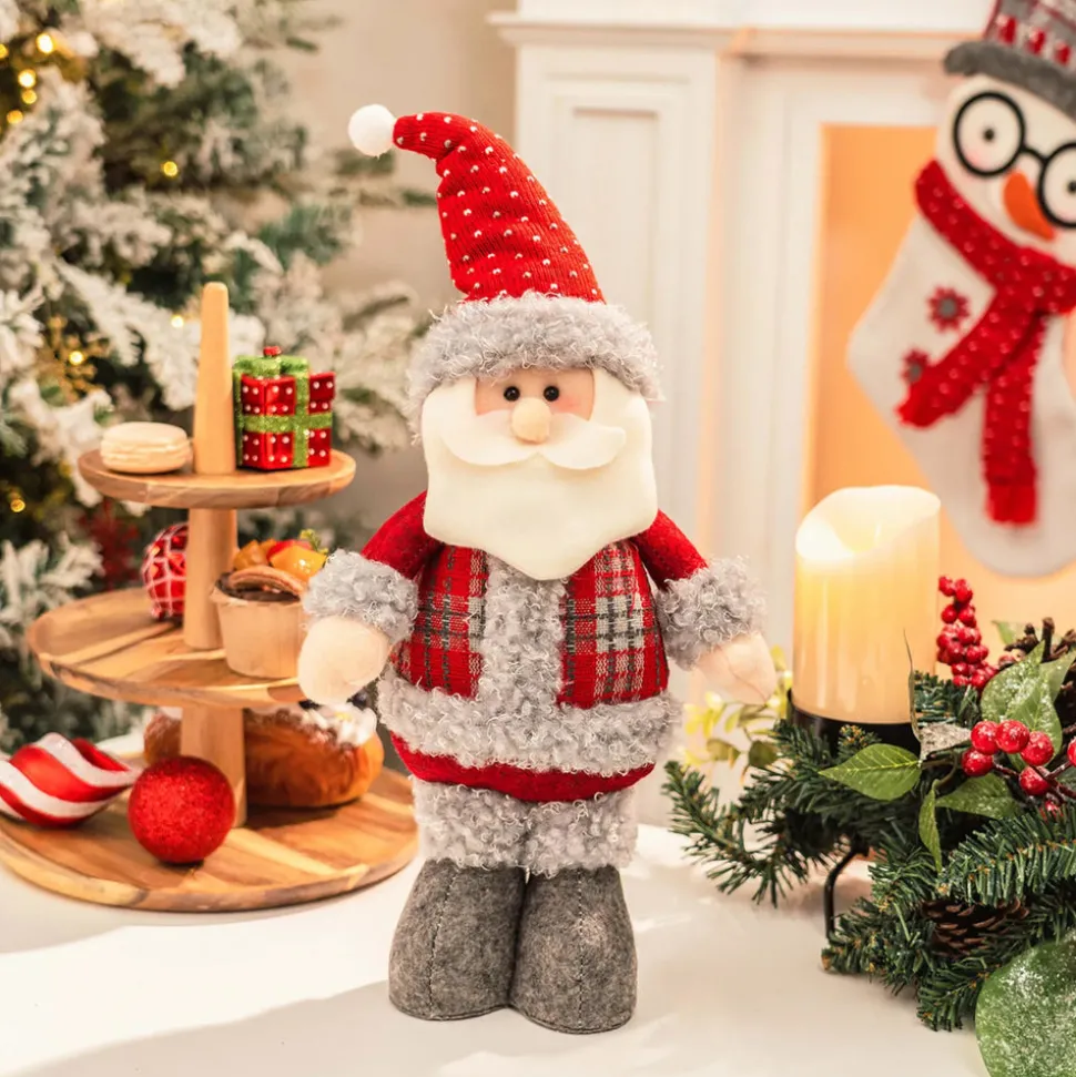 Karaca Home New Year Christmas Standing Santa Plush Toy Decoration, 44cm, Multi