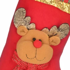 Karaca Home New Year Christmas Deer Gift Stocking Sock Decoration, 47cm, Multi