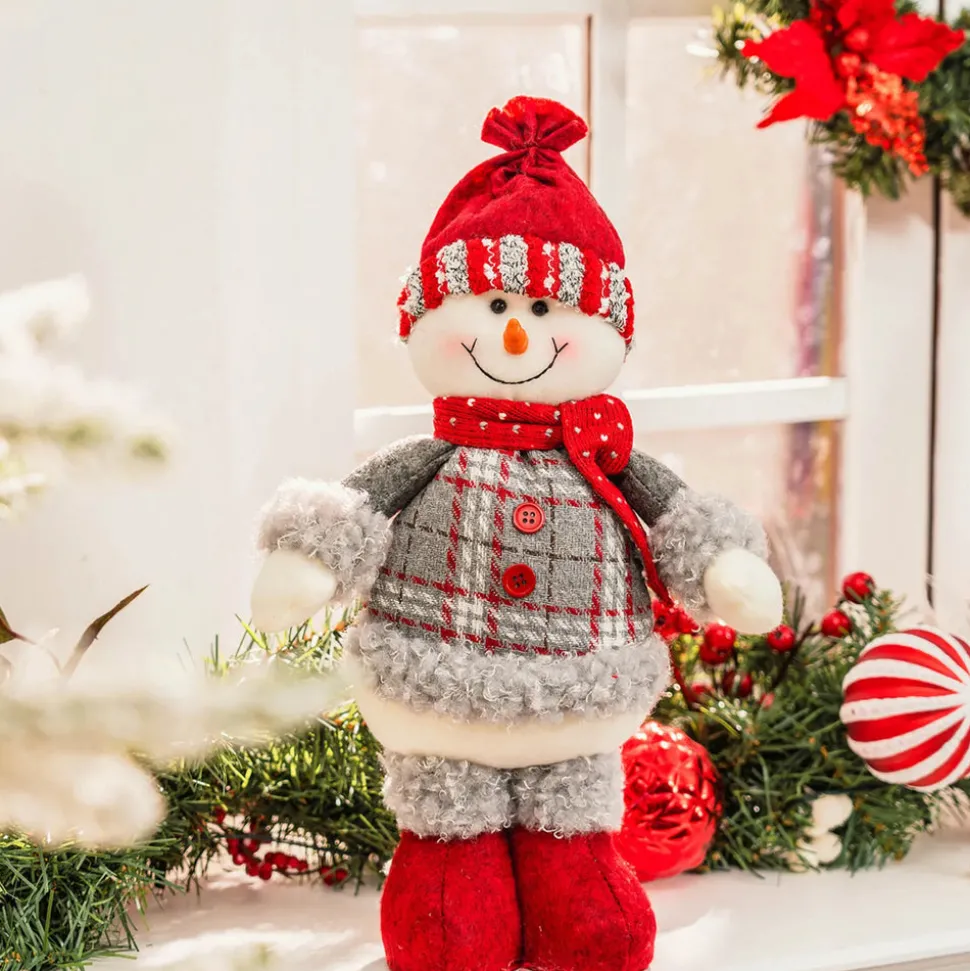 Karaca Home New Year Christmas Standing Snowman Plush Toy Decoration, 34cm, Multi