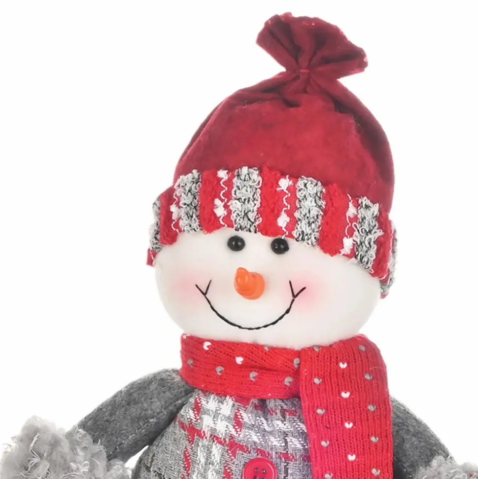 Karaca Home New Year Christmas Standing Snowman Plush Toy Decoration, 34cm, Multi