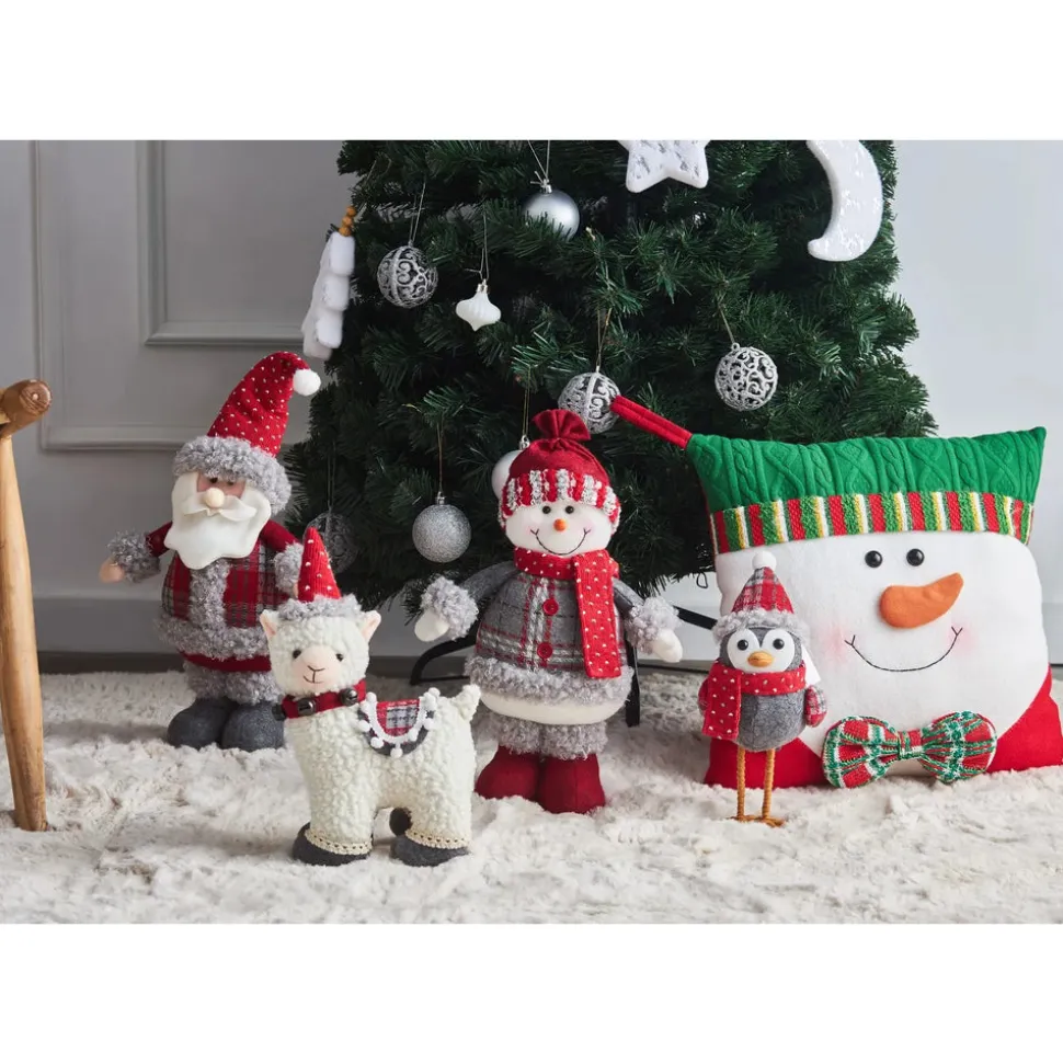 Karaca Home New Year Christmas Standing Snowman Plush Toy Decoration, 34cm, Multi
