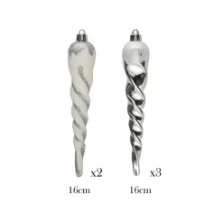Karaca Home New Year Christmas Icicle Tree Decoration Set, 5 Piece, 16cm, Multi