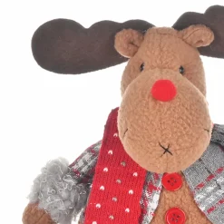 Karaca Home New Year Christmas Standing Reindeer Plush Toy Decoration, 32cm, Multi