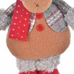Karaca Home New Year Christmas Standing Reindeer Plush Toy Decoration, 32cm, Multi