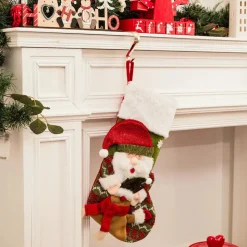 Karaca Home New Year Christmas Santa Gift Stocking Sock Decoration, 47cm, Multi