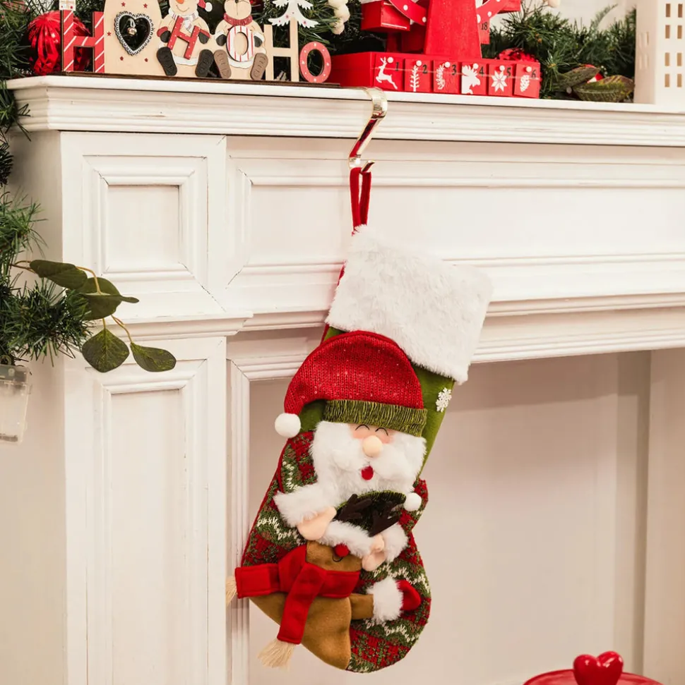 Karaca Home New Year Christmas Santa Gift Stocking Sock Decoration, 47cm, Multi