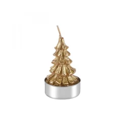 Karaca Home New Year Gold Tree 3-Piece Tealight Candles, Gold