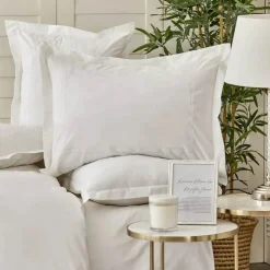 Karaca Home Nimes Percale Embroidered 100% Turkish Cotton Duvet Cover Set, Double, White