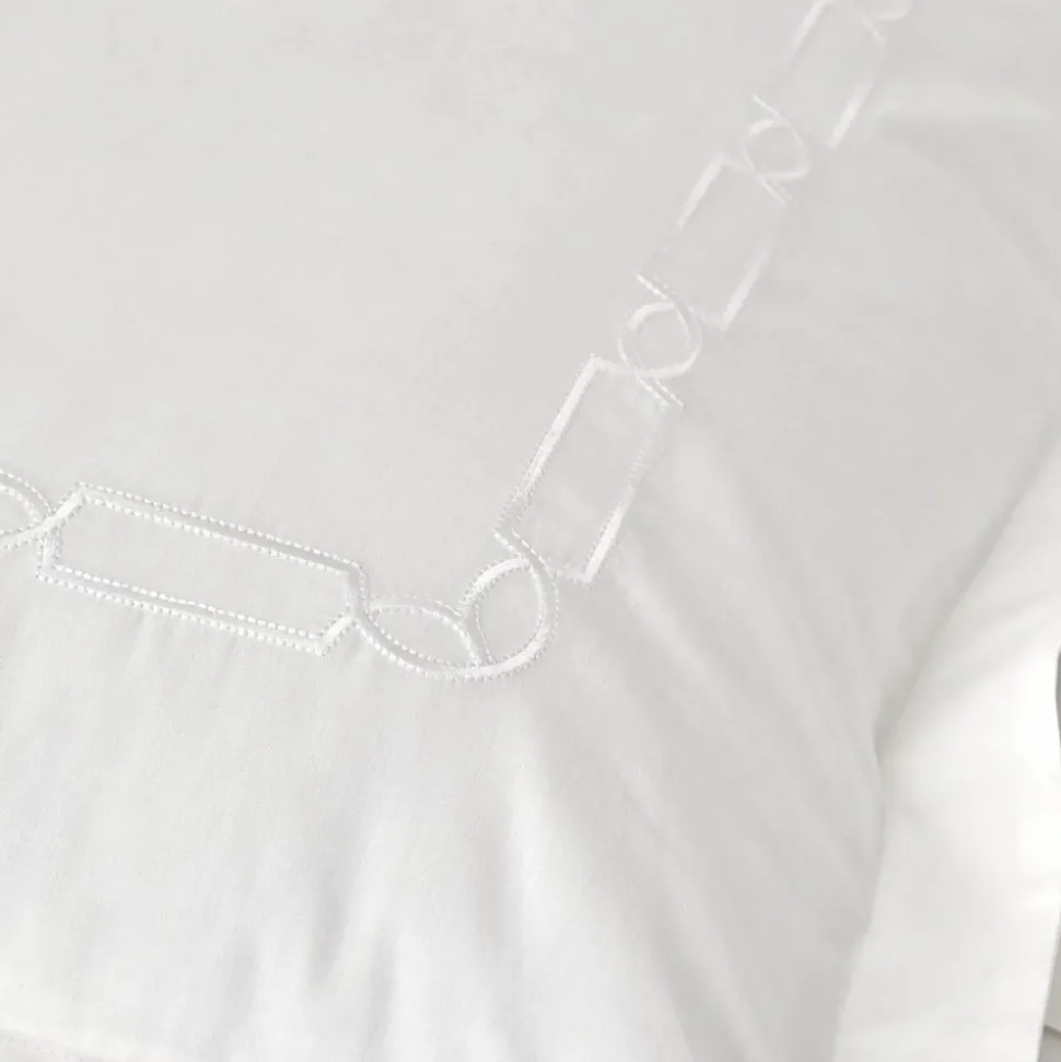 Karaca Home Nimes Percale Embroidered 100% Turkish Cotton Duvet Cover Set, Double, White