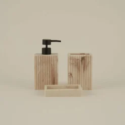 Karaca Home Pietra 3-Piece Bathroom Accessory Set, Naturel