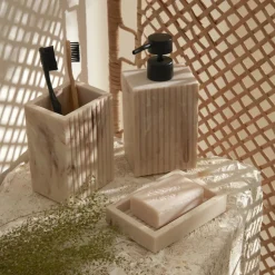 Karaca Home Pietra 3-Piece Bathroom Accessory Set, Naturel