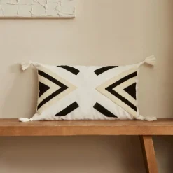 Karaca Home Russo Filled Cushion, 31cmx50 cm, Beige-Black