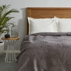 Karaca Home Sandra Herringbone Pattern Blanket, 200x220cm, Double, Grey