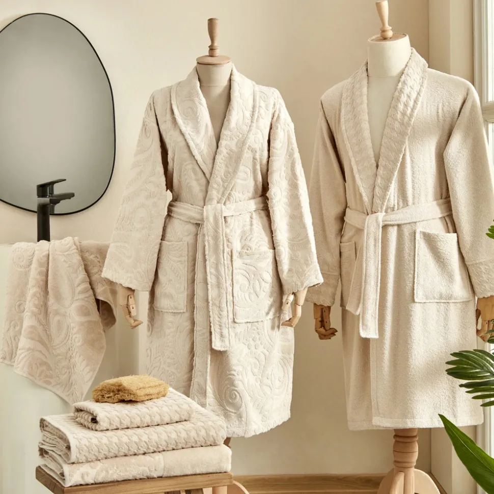 Karaca Home Seden 6-Piece 100% Turkish Cotton Family Bathroom Set, Beige