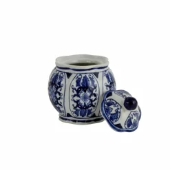 Karaca Home Shana Decorative Jar, 12cm, White Blue