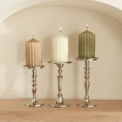 Karaca Home Stripped Pillar Candle, 7x12cm, Green